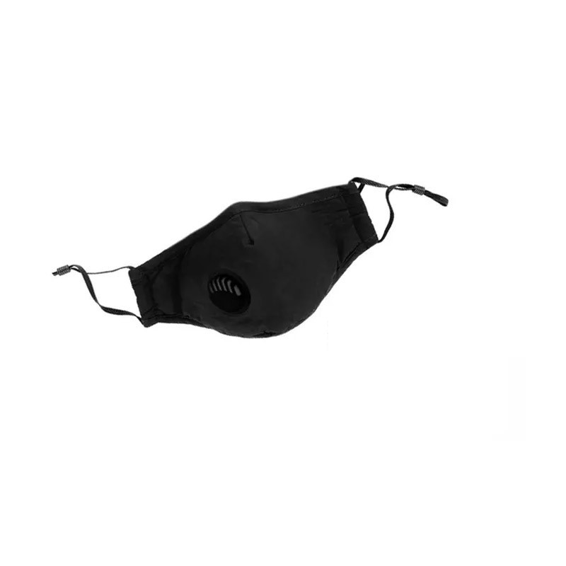 Βαμβακερή Επαναχρησιμοποιούμενη Μάσκα Προσώπου με Βαλβίδα Εκπνοής Χρώματος Μαύρο SPM DB7762