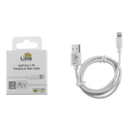 LIME LIGHTNING USB 2.4A ΦΟΡΤΙΣΗΣ-DATA 1m L01 WHITE